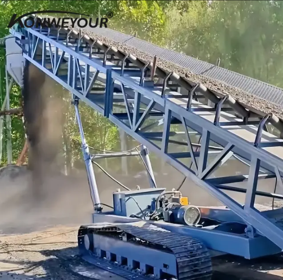 Mobile beltferlossing mei teleskopyske boom